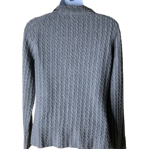 Boden Cable Knit Cardigan Wool Sweater Women Size 8 Long Sleeves Collared Gray - Picture 2 of 9